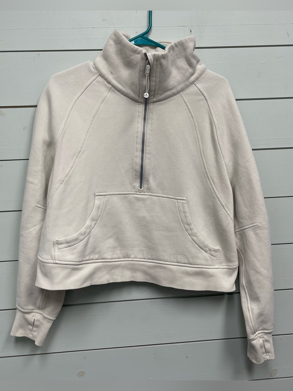 Lululemon scuba oversized funnel neck half zip cream women's size M/L
